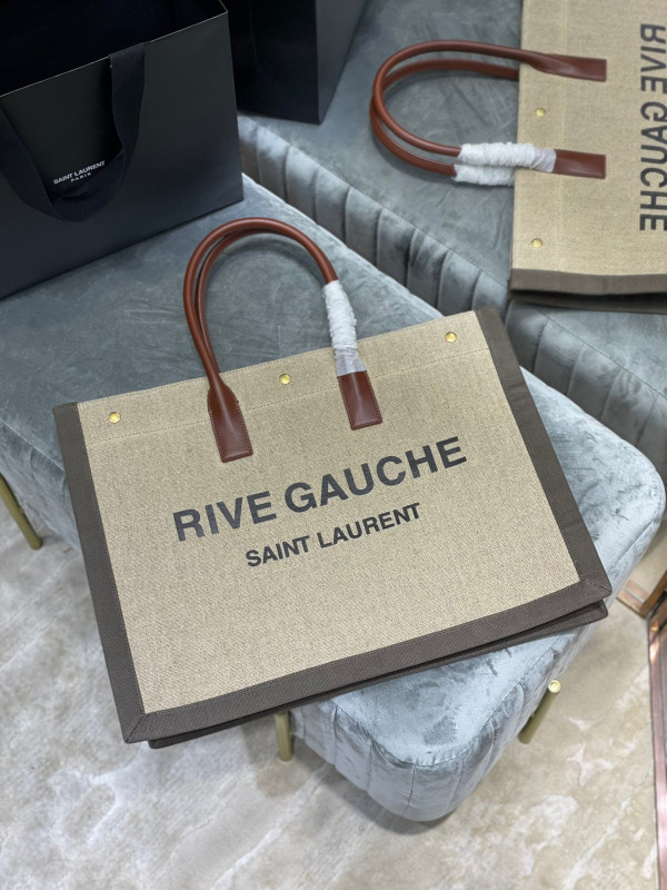 Y*L rive gauche tote bag in linen and leather